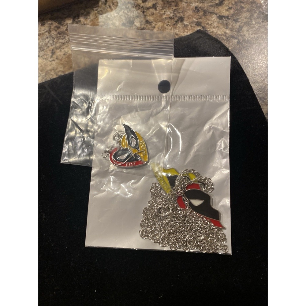 Marvel Deadpool and Wolverine best friend necklace and earring set Half Heart